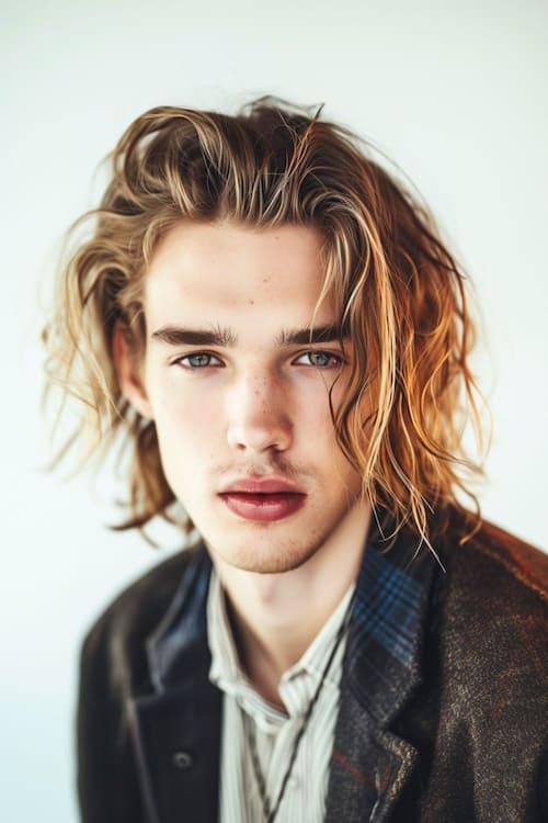 Peinado grunge de los 90 en hombre joven.