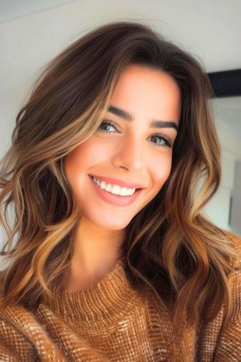 Lob with Face-Framing Highlights Peinado de media melena.
