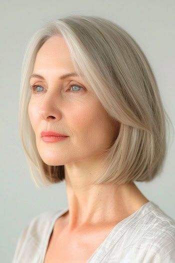 Peinado Bob Elegante para Mujeres Mayores de 50 con Cabello Fino.