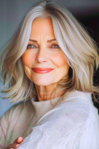 Medium Layered Corte De Pelo Para Las Mujeres Mayores.