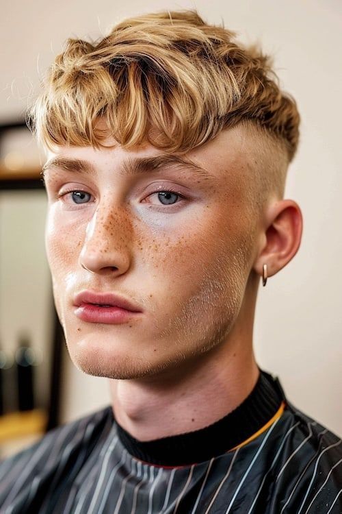 Corte de pelo Edgar con flequillo largo para hombre.