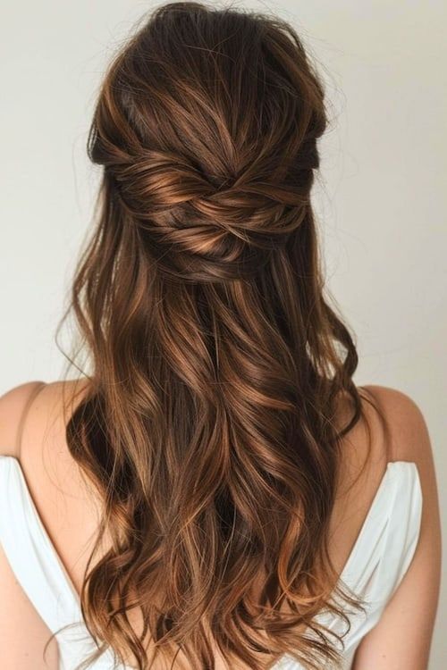 Half up half down twist prom hairstyle idea.