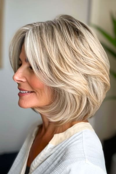 Layered Bob Peinado Para Mujeres Mayores.