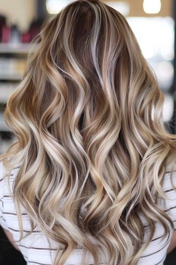 Cabello castaño con mechas platino.