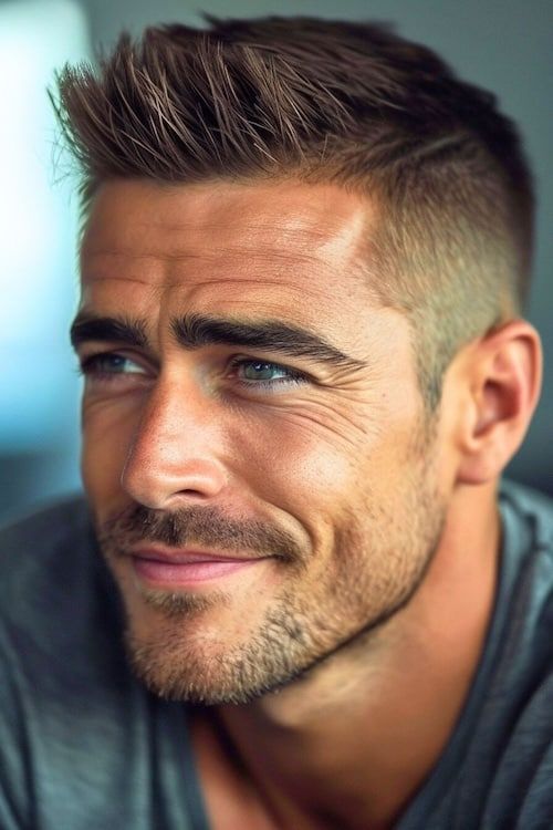 Corte de pelo corto para hombre con barba.