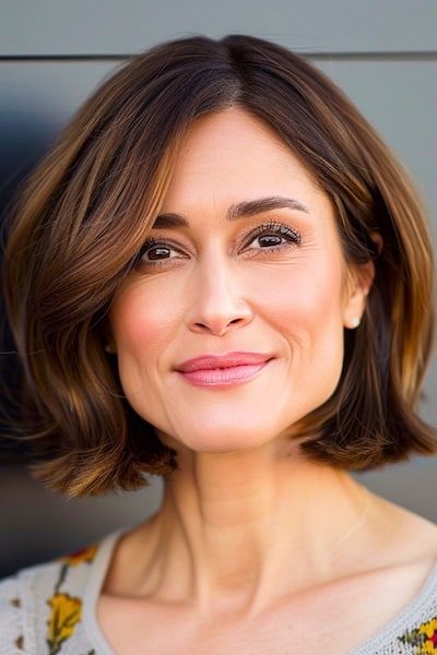 Jaw-Length Bob para cabello grueso peinado para mujeres mayores de 50 años.