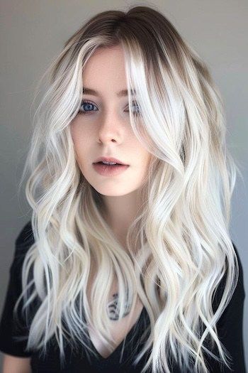 Ondas Balayage Platino Blanco.