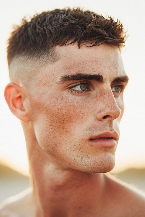 Corte de pelo corto texturizado para hombre.