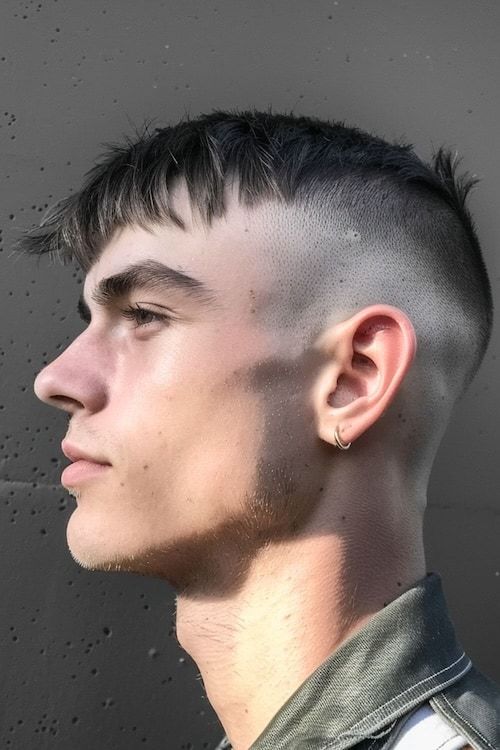 Corte Edgar con desvanecimiento de piel alto peinado de hombre/