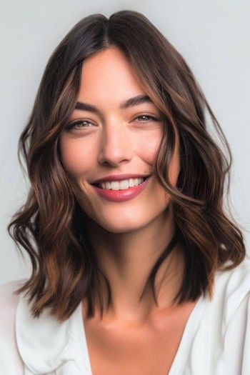 Peinado de media melena con ondas rizadas.