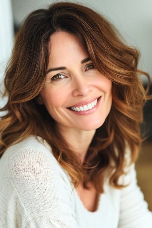 Sutiles ondas balayage en una mujer sonriente de unos 40 años.
