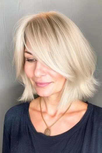 Peinado Wispy Bob para mujeres de más de 50 años con cabello fino.