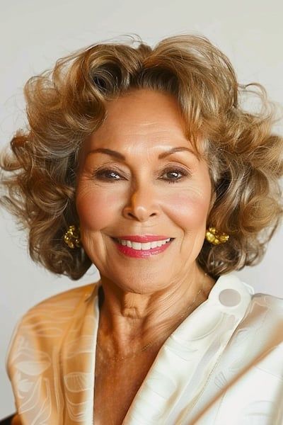 Peinado con ondas voluminosas a capas para mujeres de más de 70 años.