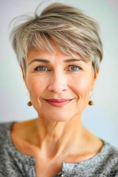 Corte de pelo Pixie con textura para mujeres de más de 60 años.
