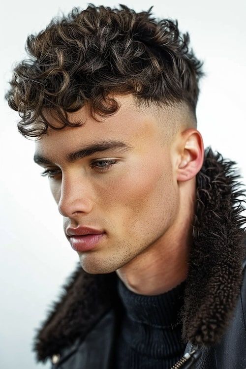 Corte de pelo rizado superior Edgar con desvanecimiento de la piel.