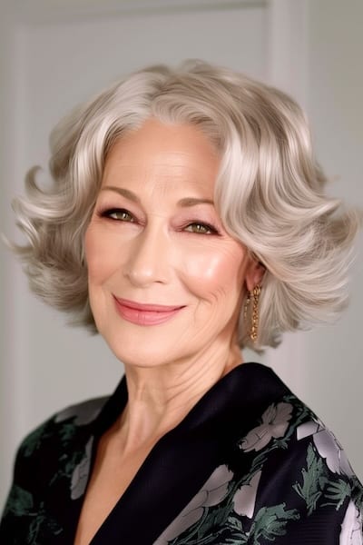 Peinado con ondas en capas para mujeres mayores.