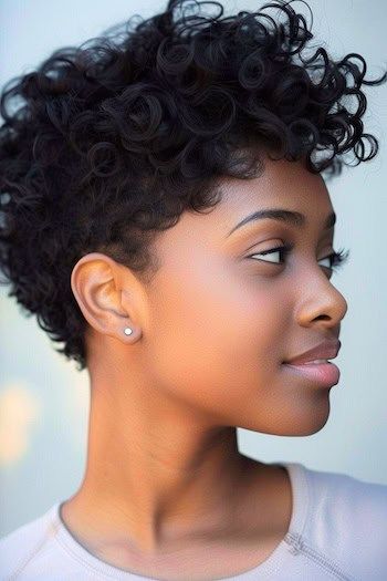 Peinado corto con rizos voluminosos para mujeres negras.