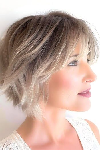 Peinado con capas texturizadas y mechas balayage para cabello fino.