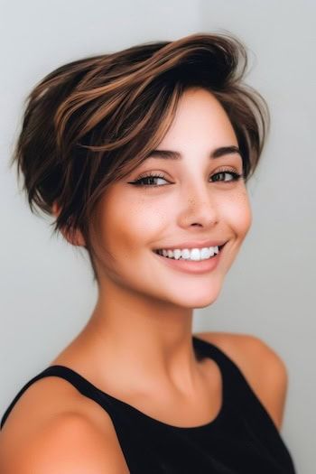 Castaño Oscuro con Toffee Balayage Hair Color Idea.