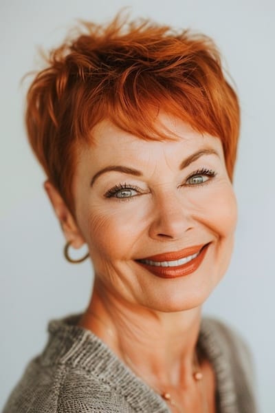 Vibrante corte de pelo Pixie para mujeres mayores de 60 años.