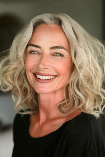 Ondas playeras despeinadas en una mujer sonriente de unos 60 años.