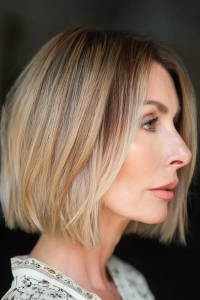 Peinado Ombre Blunt Bob para mujeres de más de 50 años.