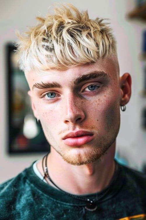 Corte de pelo rubio blanqueado Edgar para hombres.